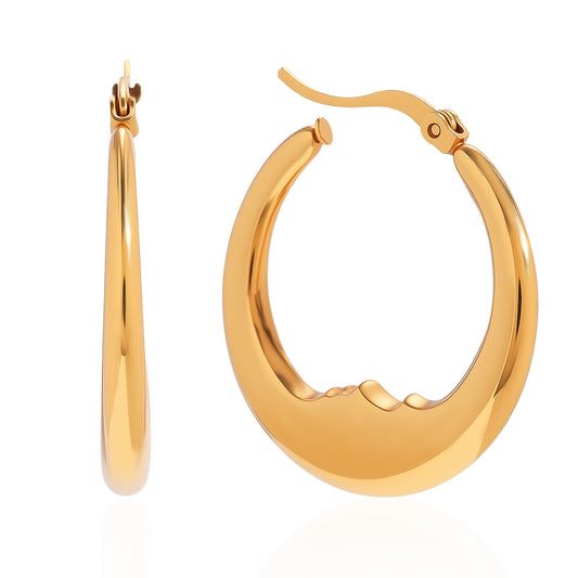 Stainless Steel Moon Hoop Earrings