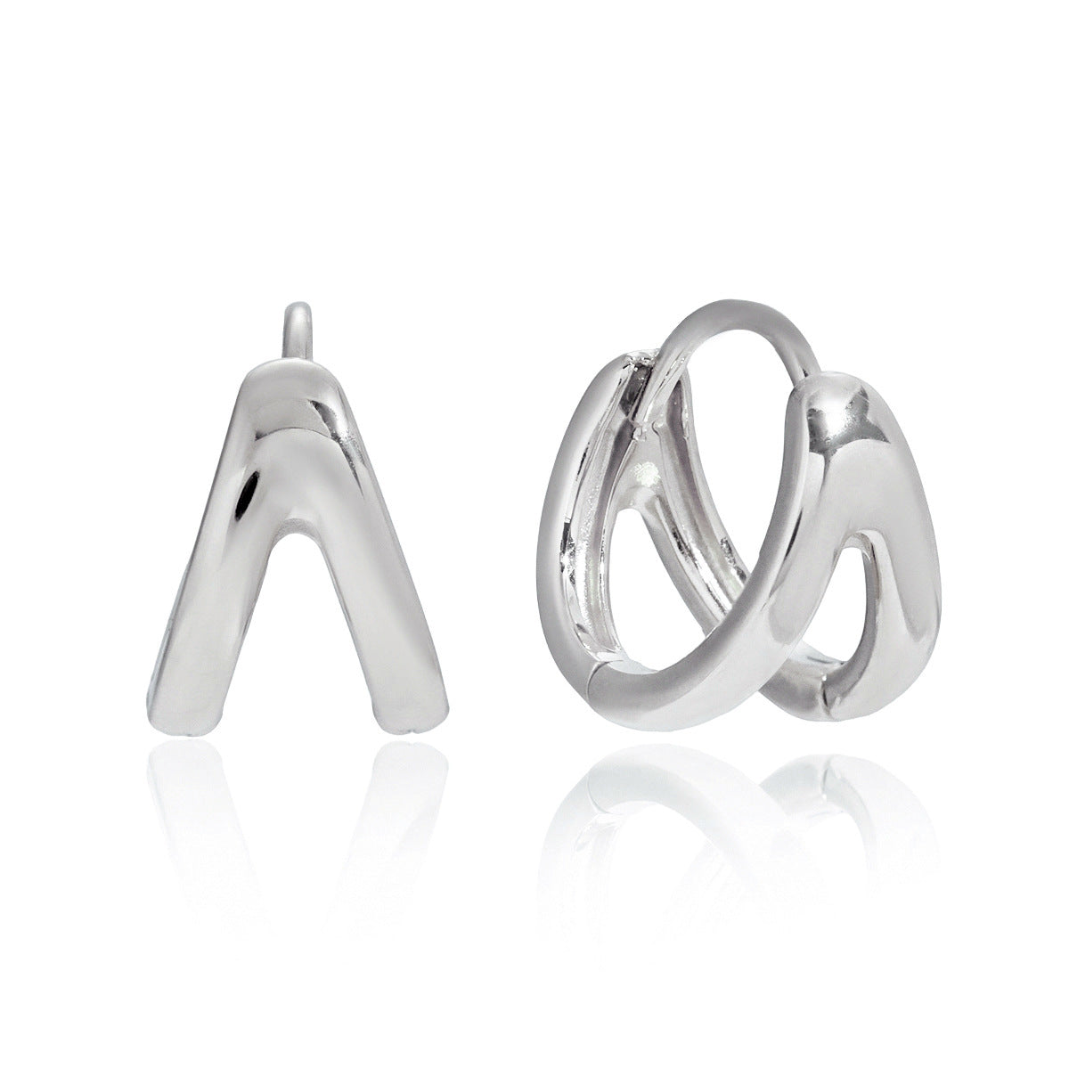 Stainless Steel Double-loop Tassel Chain Huggie Earrings