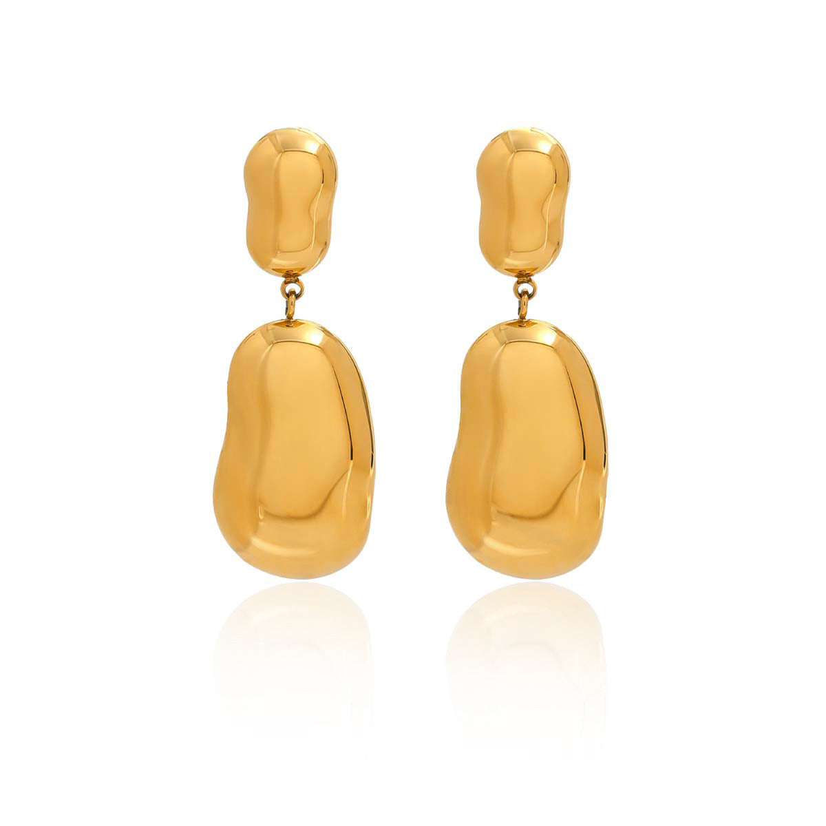 Stainless Steel Irregular Glossy Stud Earrings