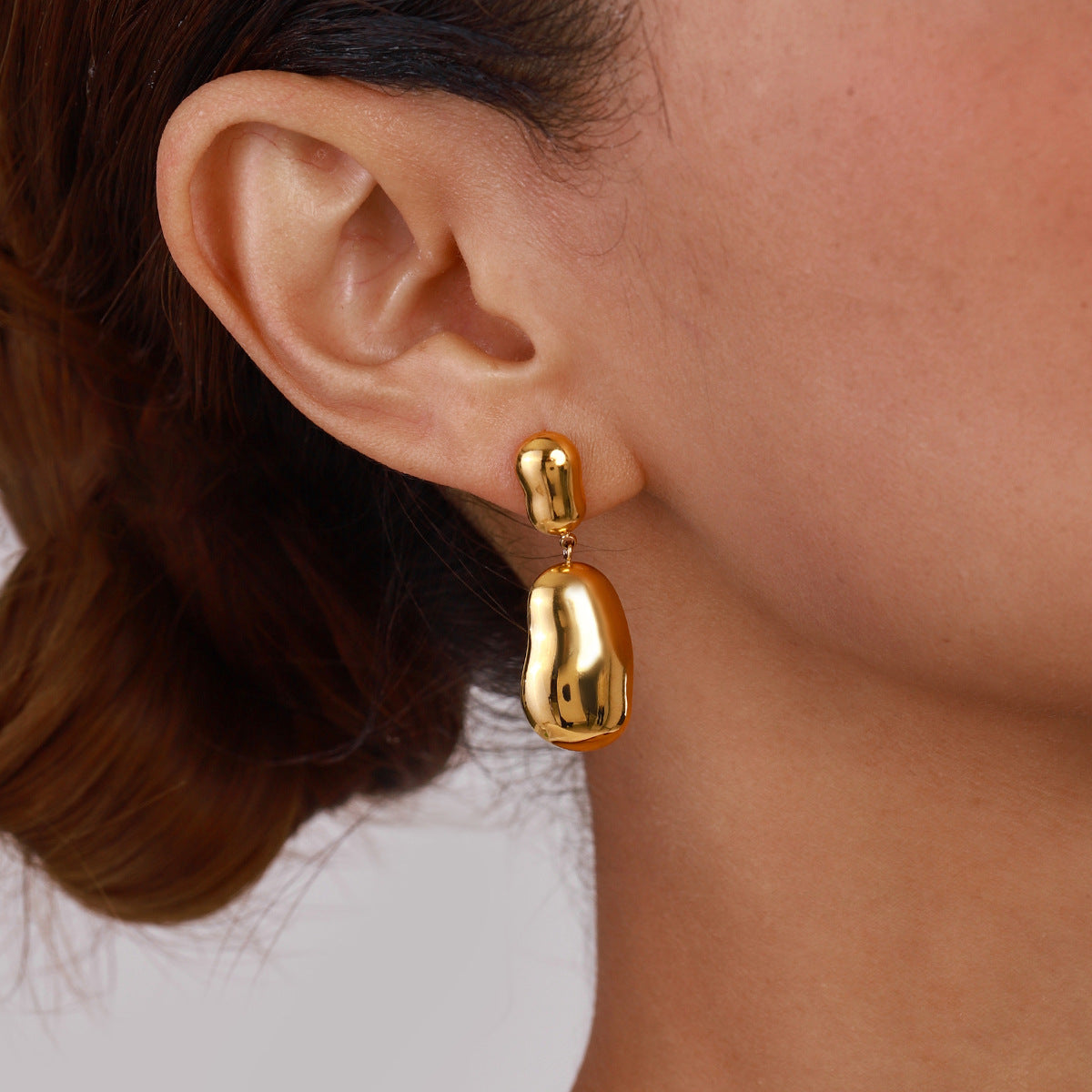 Stainless Steel Irregular Glossy Stud Earrings