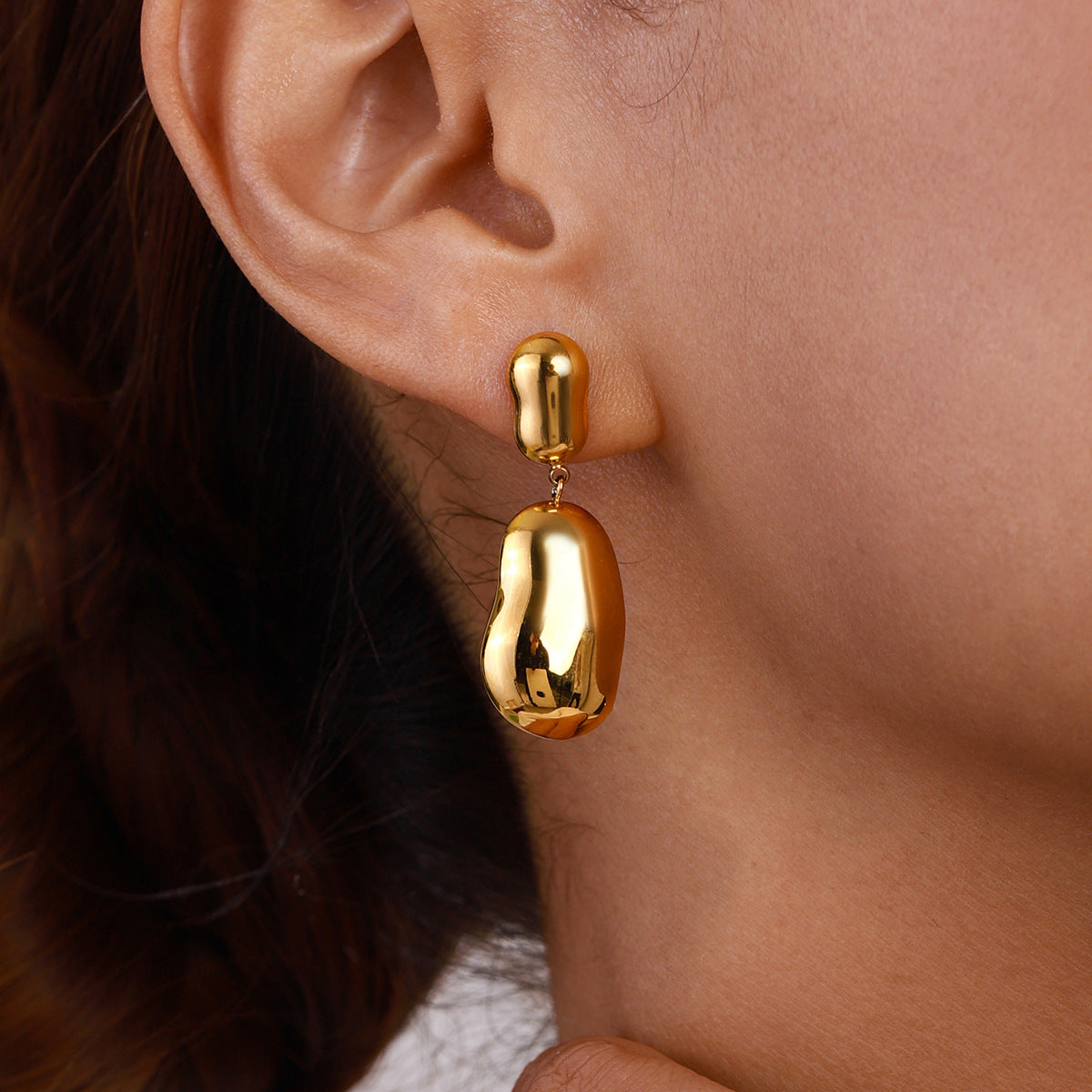 Stainless Steel Irregular Glossy Stud Earrings