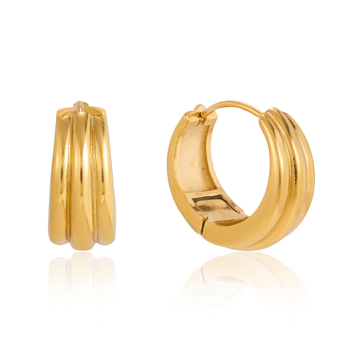 Stainless Steel Plain 18K Gold PVD Hoop Earrings