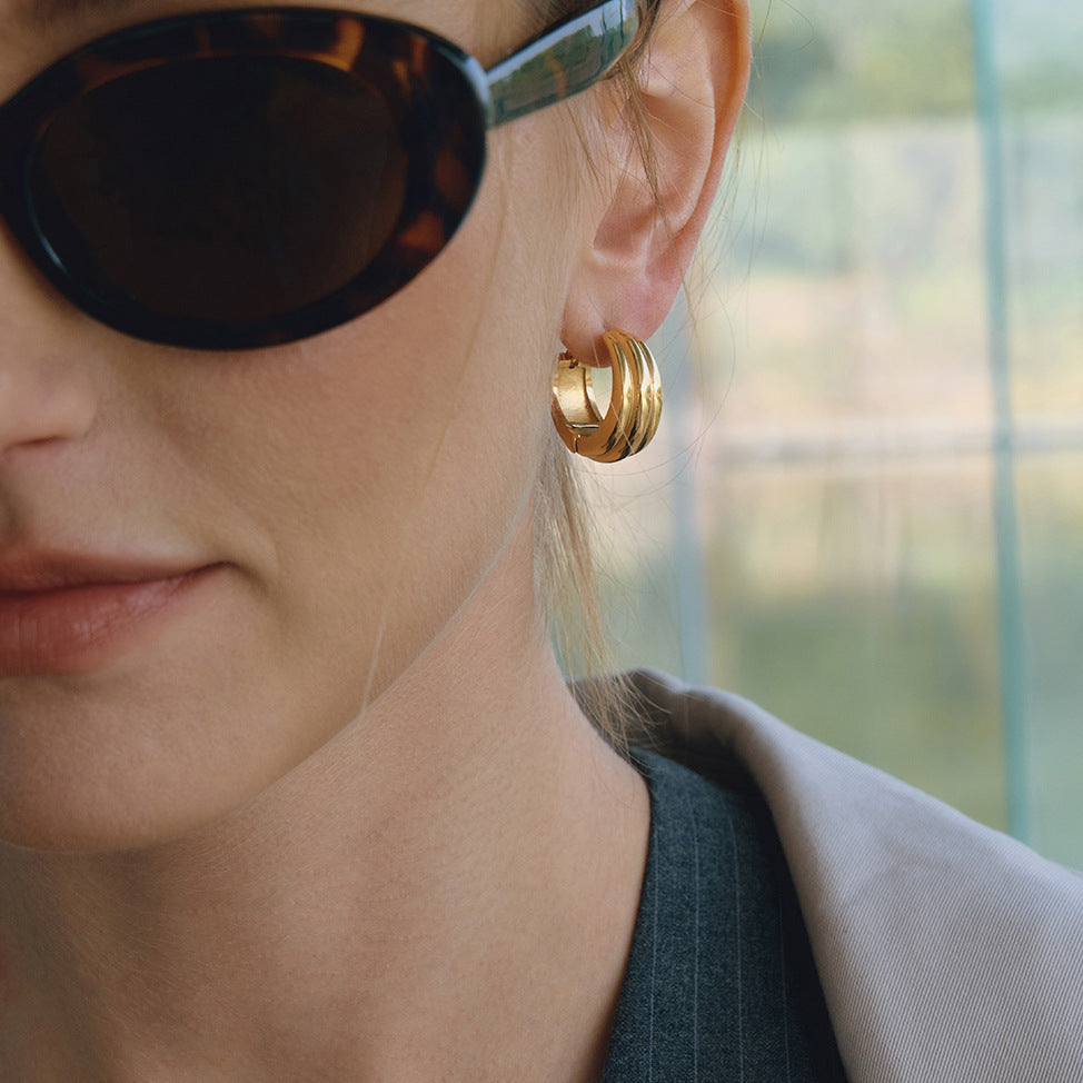Stainless Steel Plain 18K Gold PVD Hoop Earrings