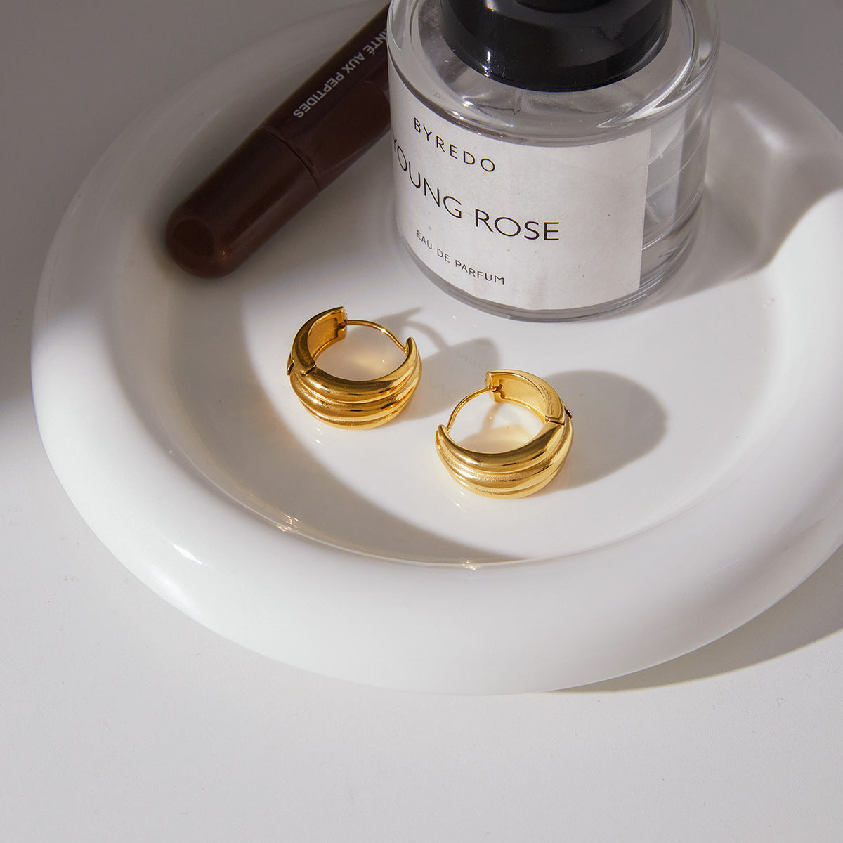 Stainless Steel Plain 18K Gold PVD Hoop Earrings