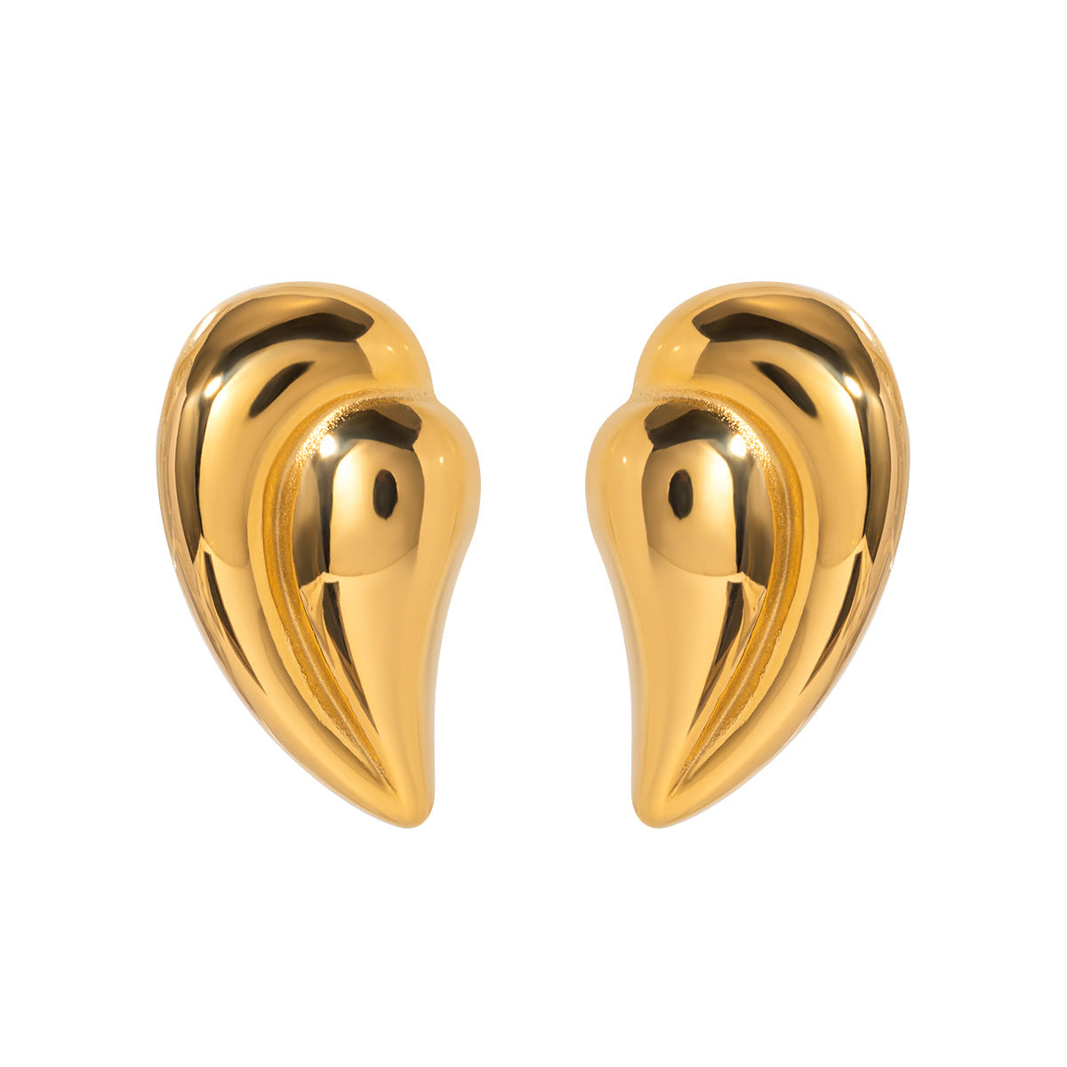 Stainless Steel Heart-shaped Geometric Stud Earrings
