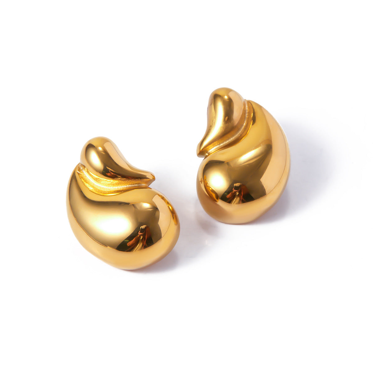 Stainless Steel 18K Gold PVD Water Drop Stud Earrings