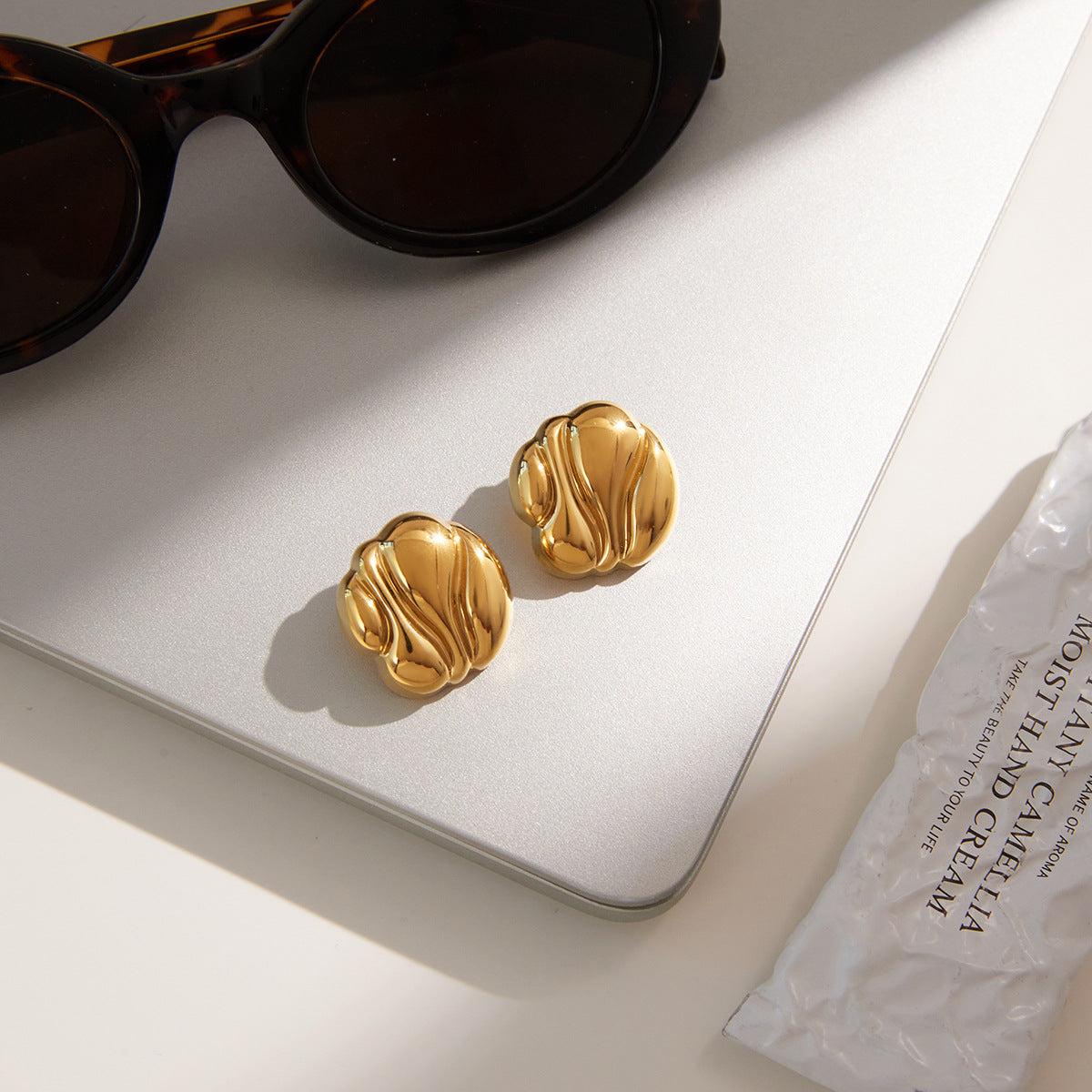 Stainless Steel 18K Gold PVD Irregular Stud Earrings