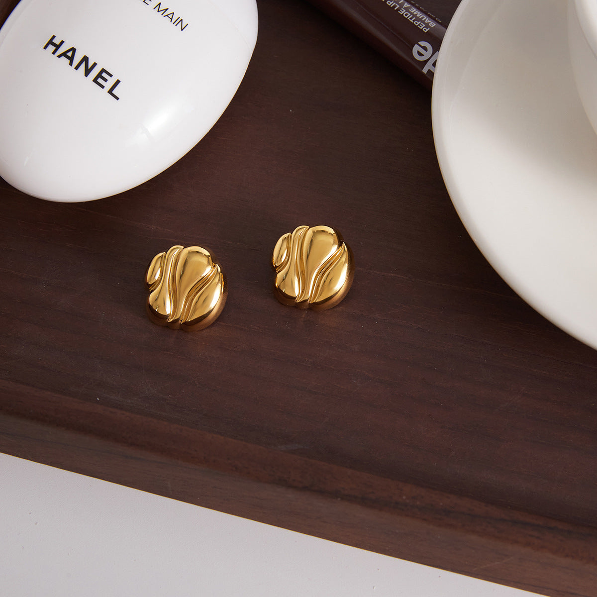 Stainless Steel 18K Gold PVD Irregular Stud Earrings