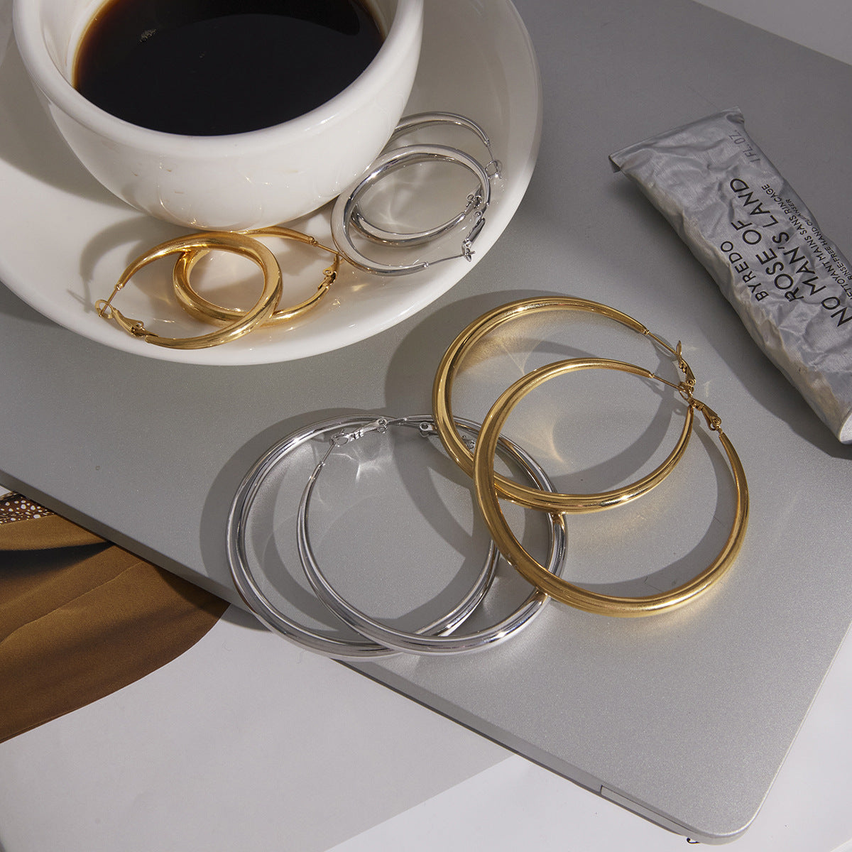 Stainless Steel Smooth Plain Hoop Earrings