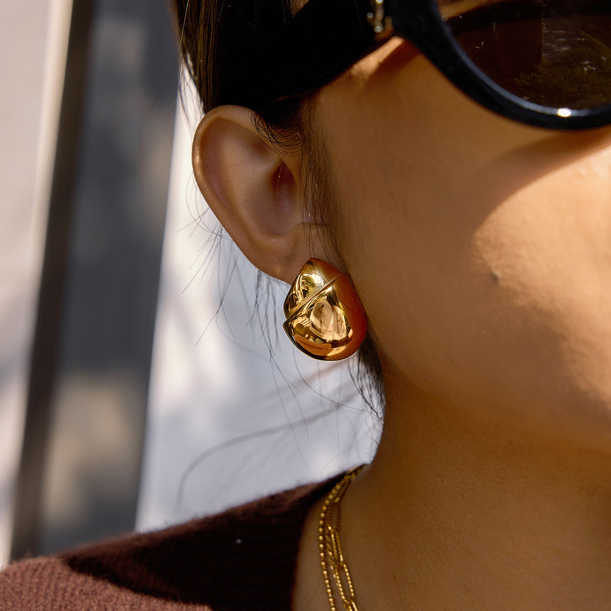 Stainless Steel Hazelnut Stud Earrings