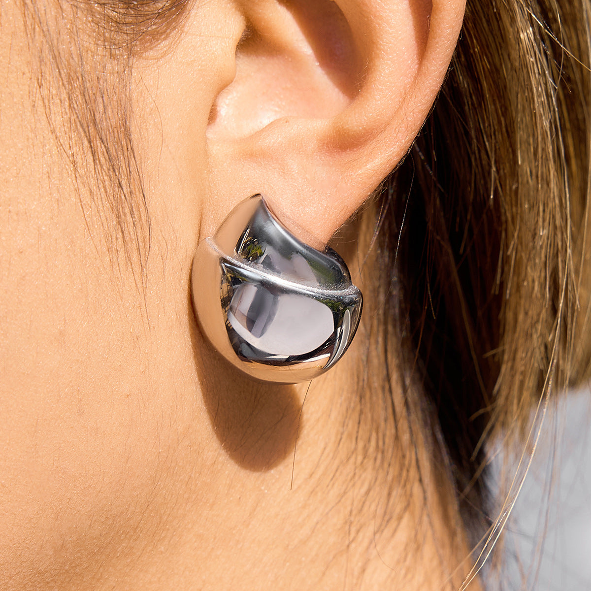 Stainless Steel Hazelnut Stud Earrings