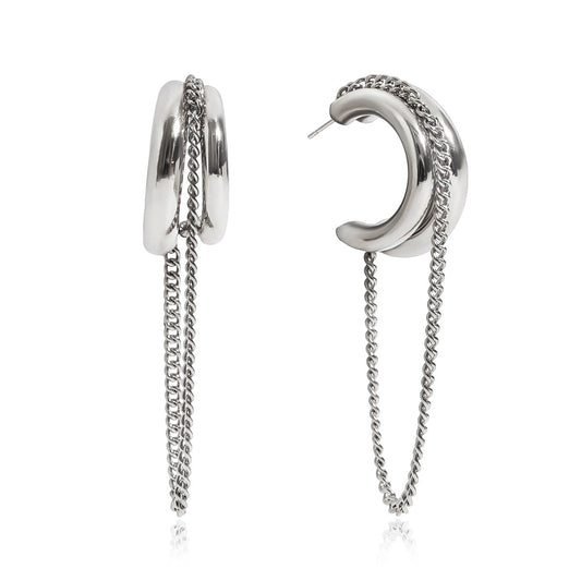 Stainless Steel C-shaped Tassel Chain Earrings