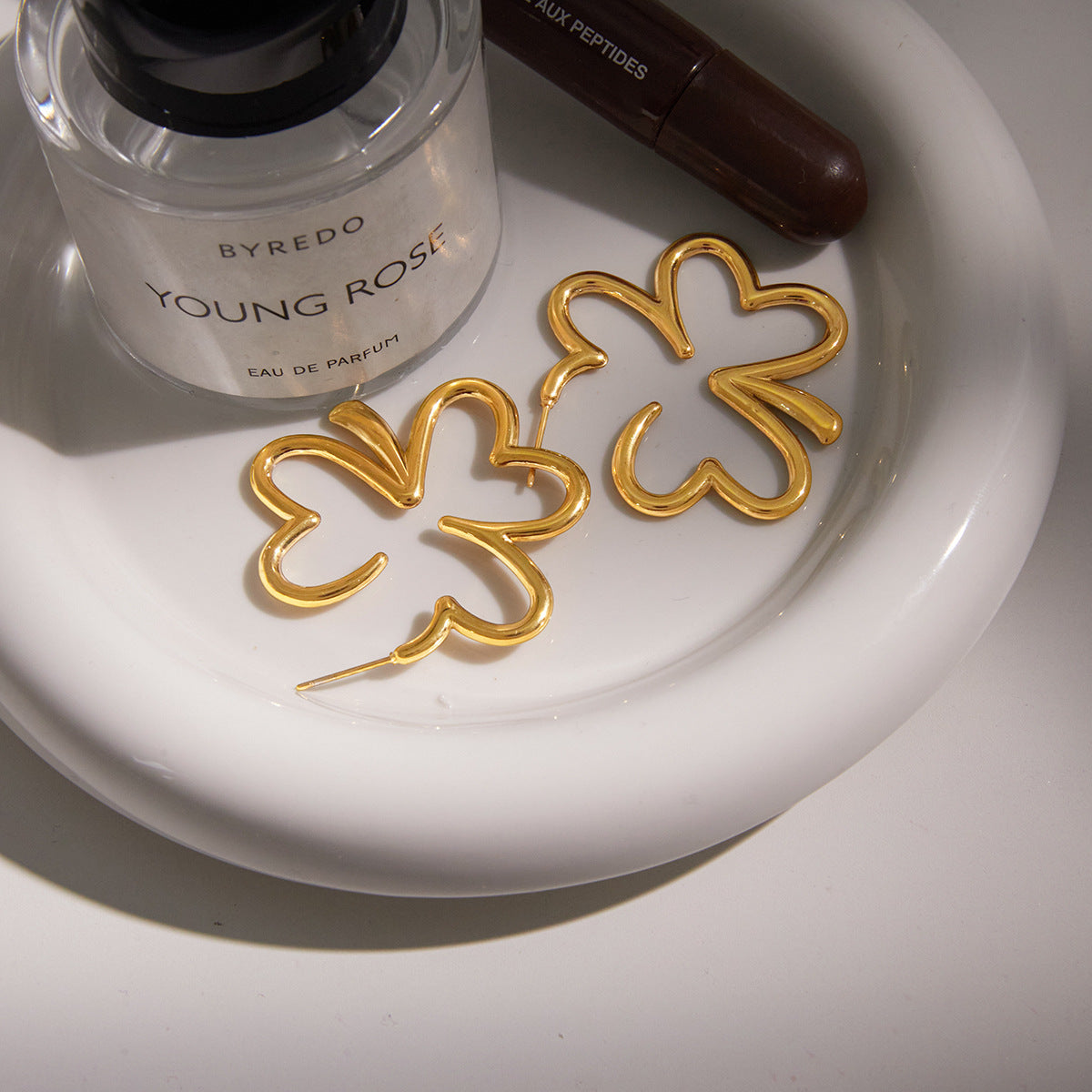 Stainless Steel Hollow-out Four-leaf Clover Stud Earrings