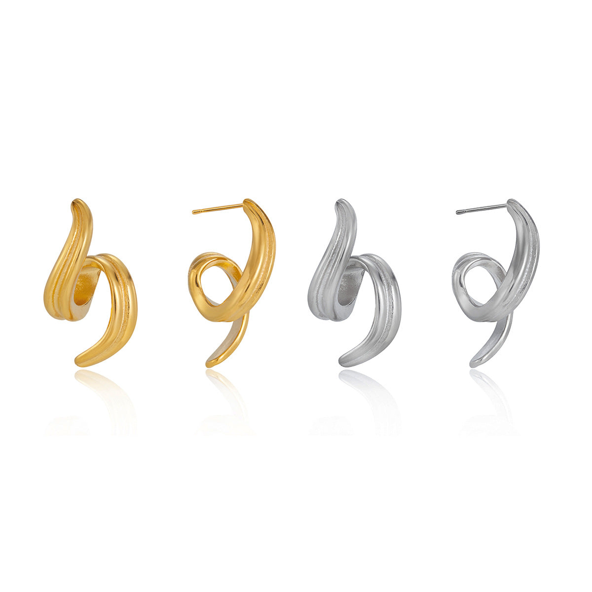 Stainless Steel Spiral Stud Earrings