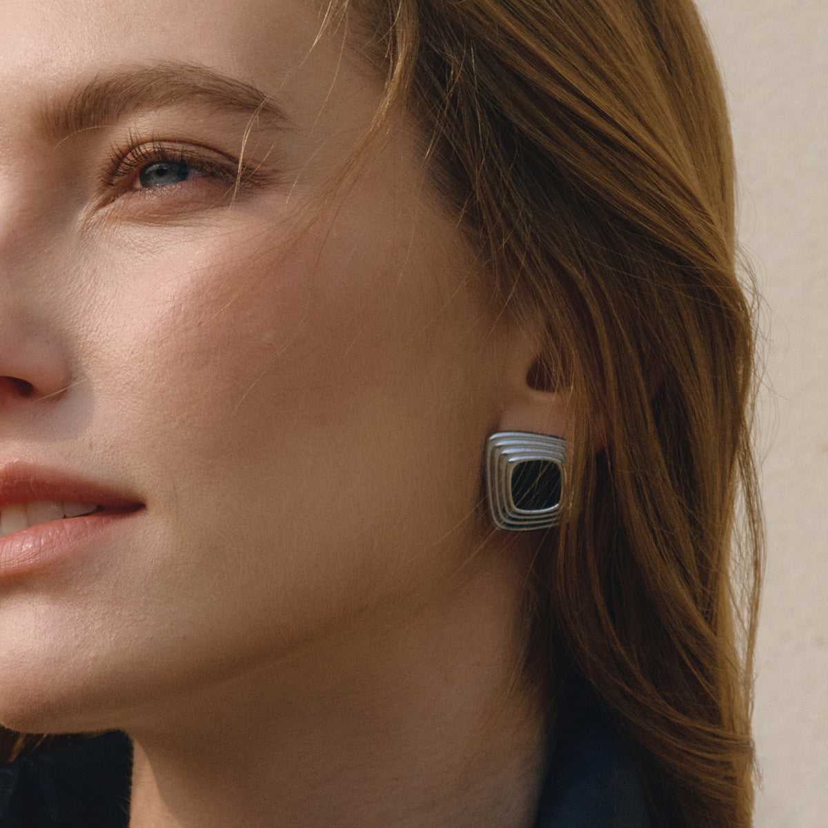 Stainless Steel Black Oil-dripping Stud Earrings