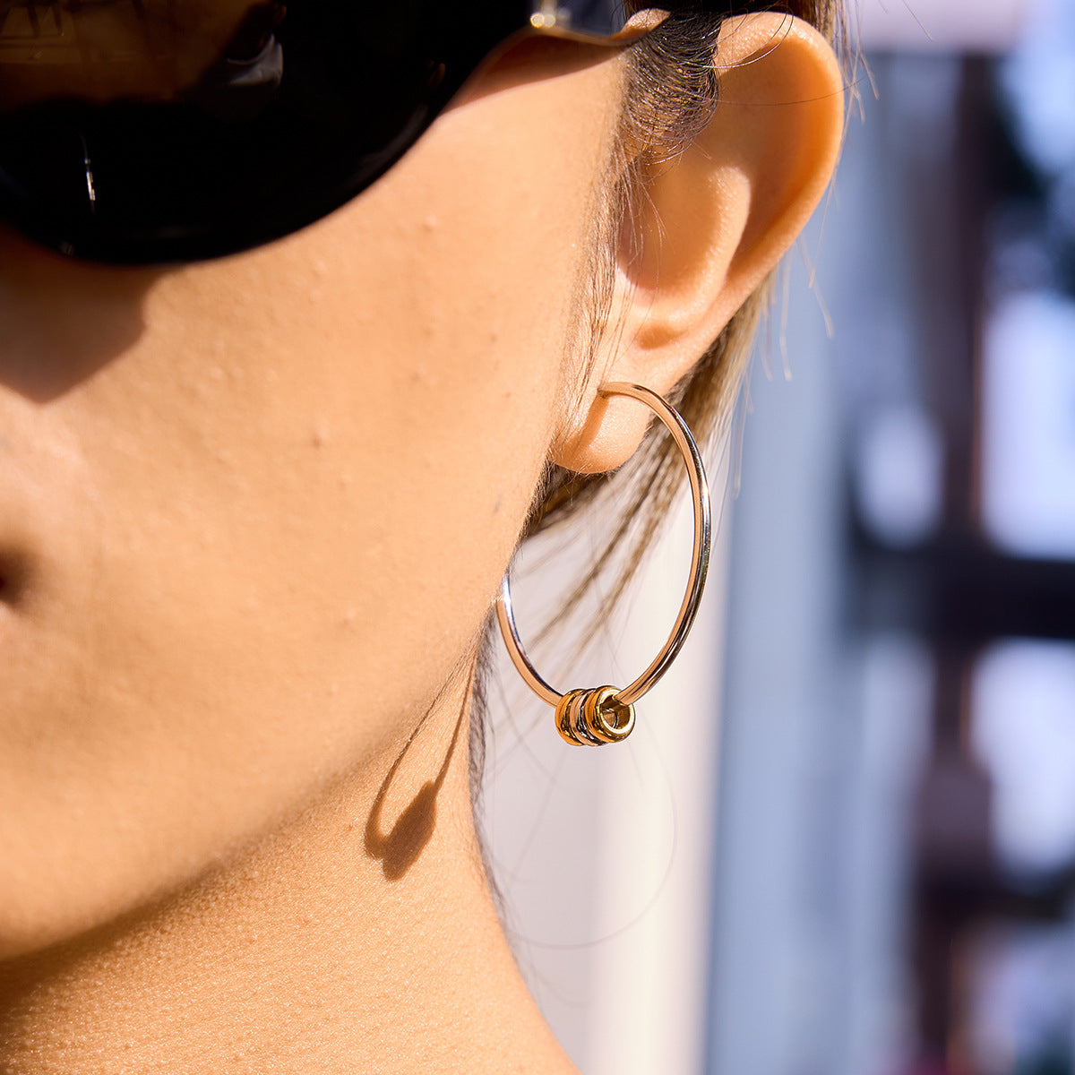 Stainless Steel Round Hoop Earrings