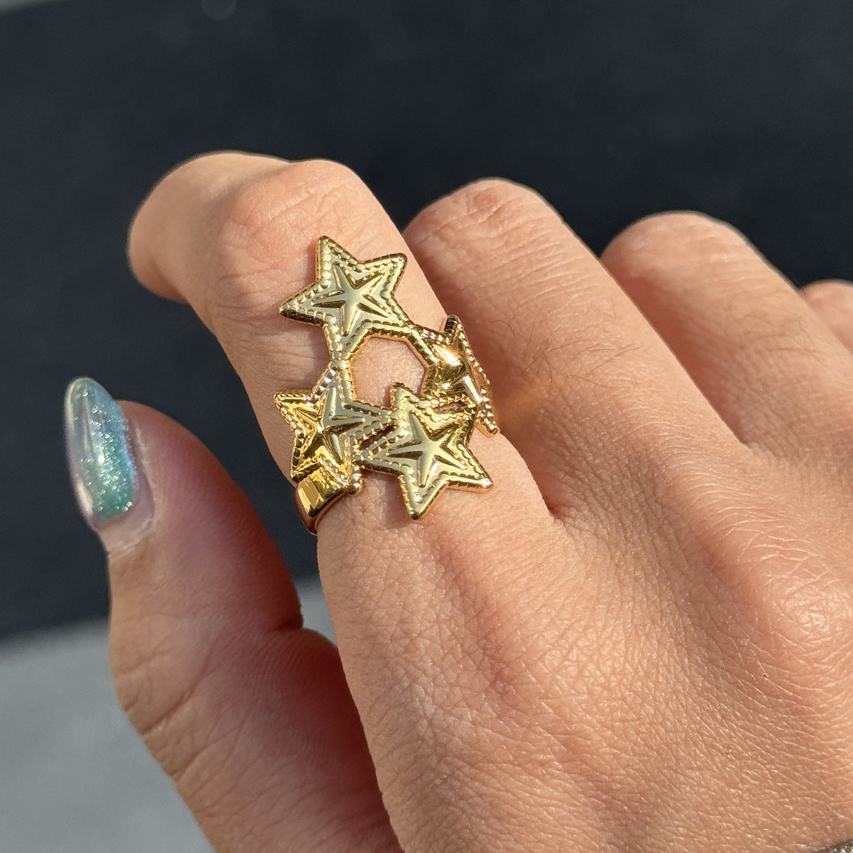 Stainless Steel Five-pointed Star Ring