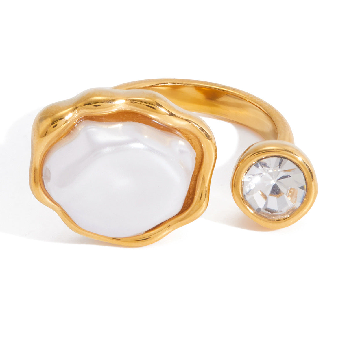 Stainless Steel Resin Pearl Ring