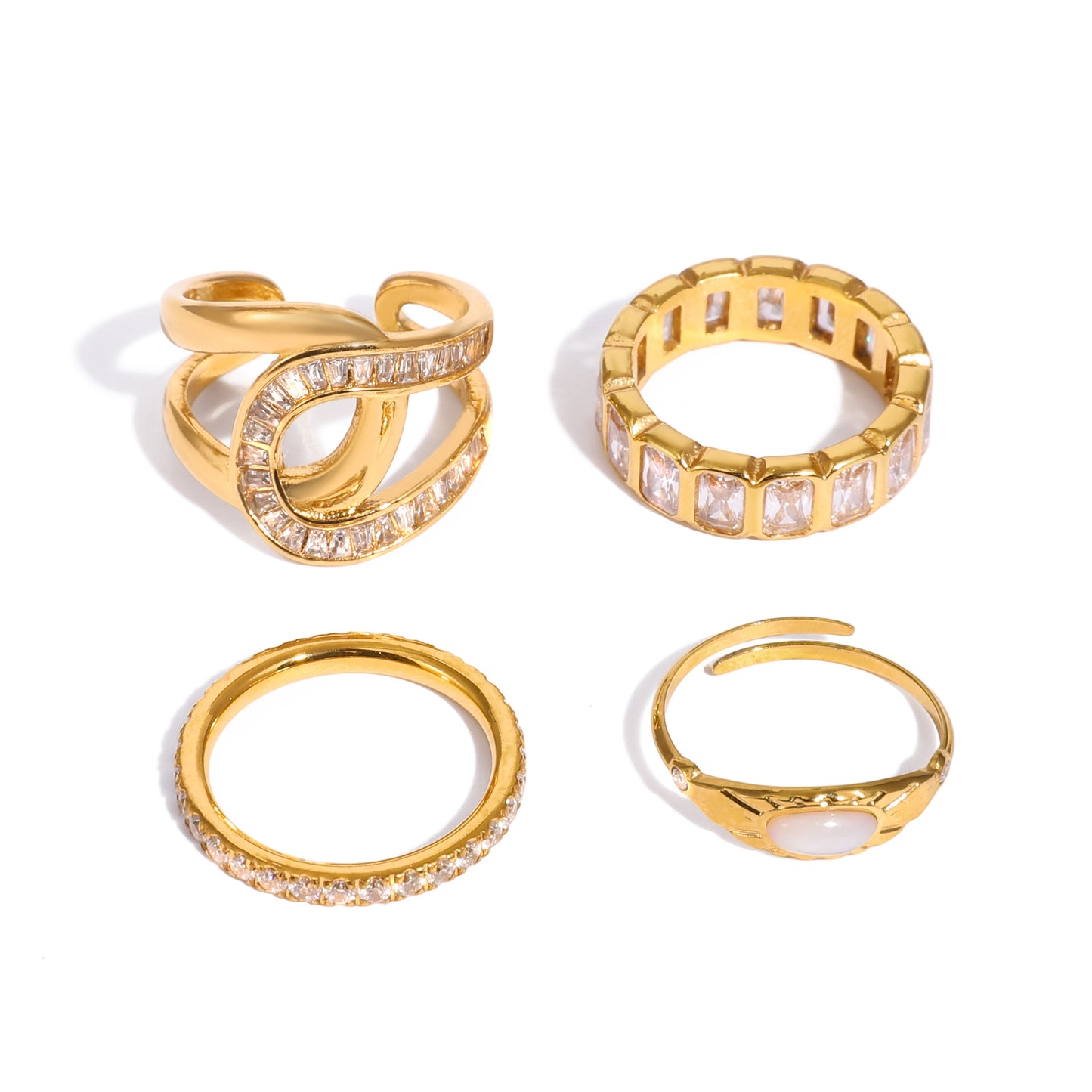 Stainless Steel 18K Gold PVD Cubic Zirconia Ring