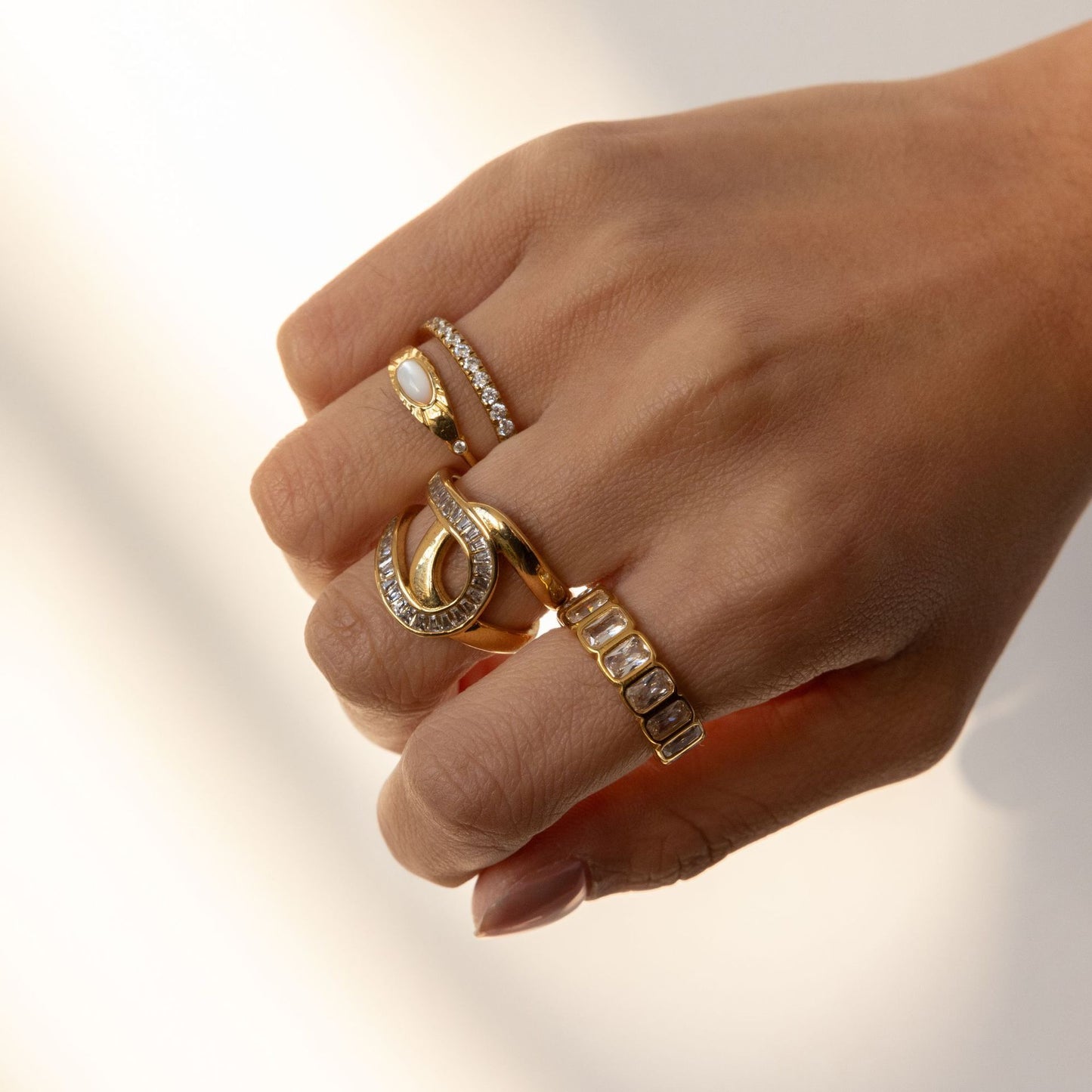 Stainless Steel 18K Gold PVD Cubic Zirconia Ring