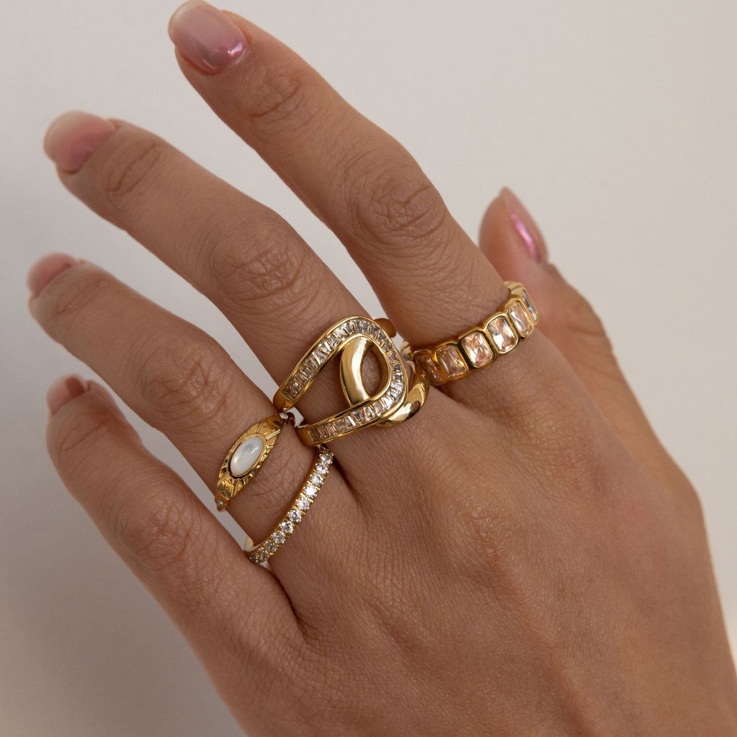 Stainless Steel 18K Gold PVD Cubic Zirconia Ring