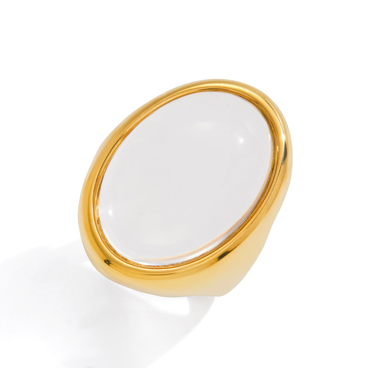 Stainless Steel Oval Geometric Ring