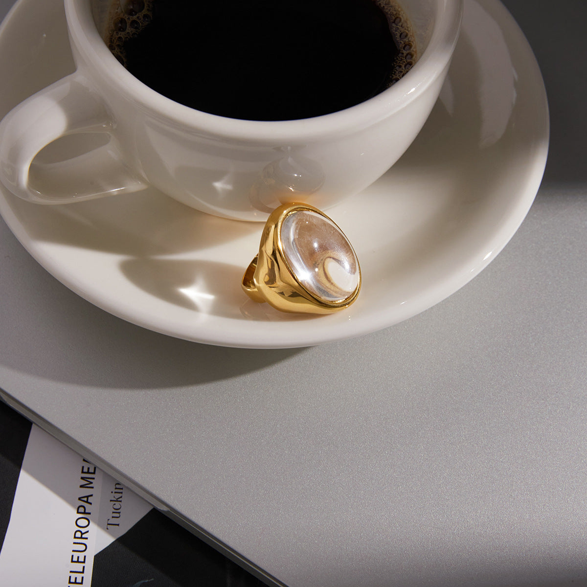 Stainless Steel Oval Geometric Ring