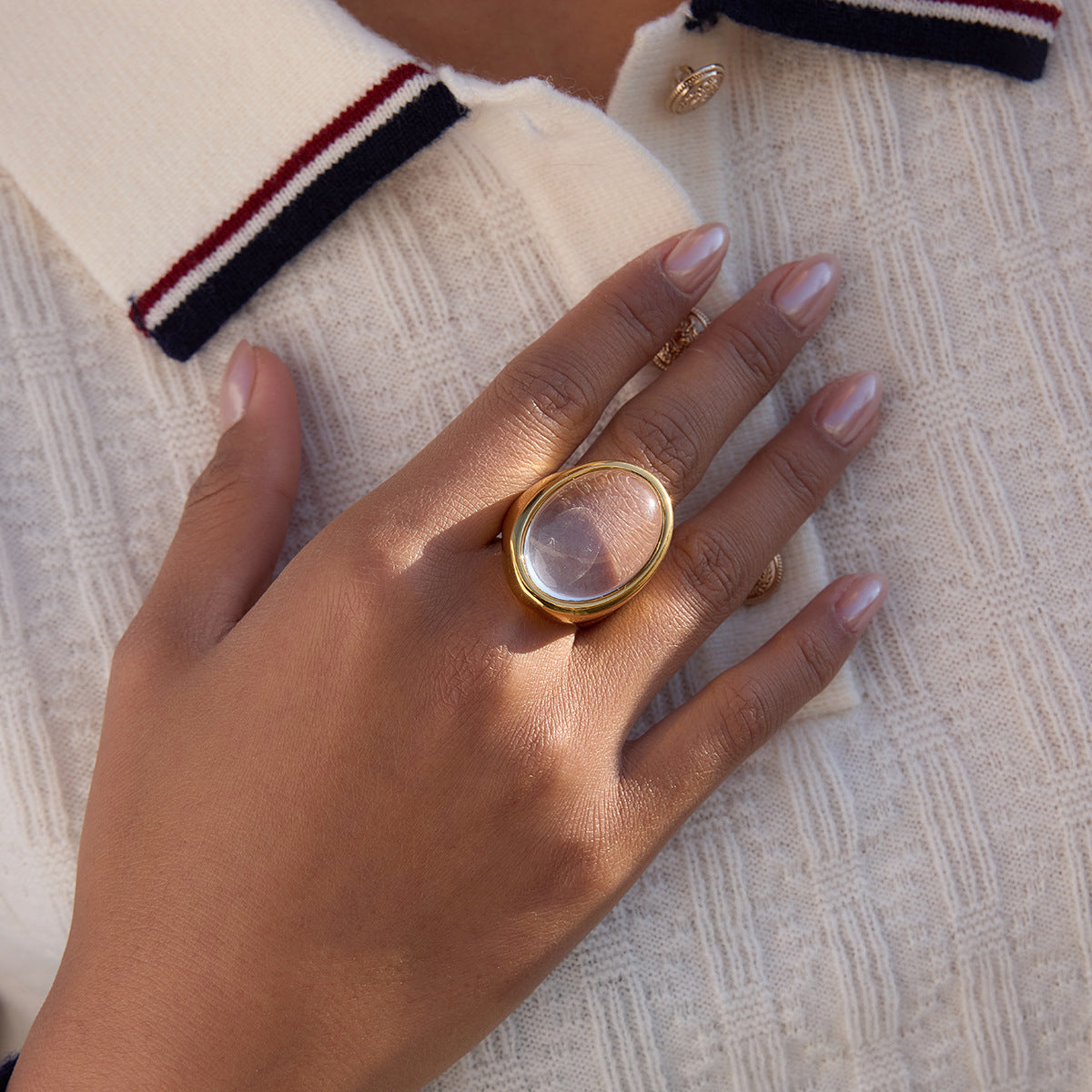 Stainless Steel Oval Geometric Ring