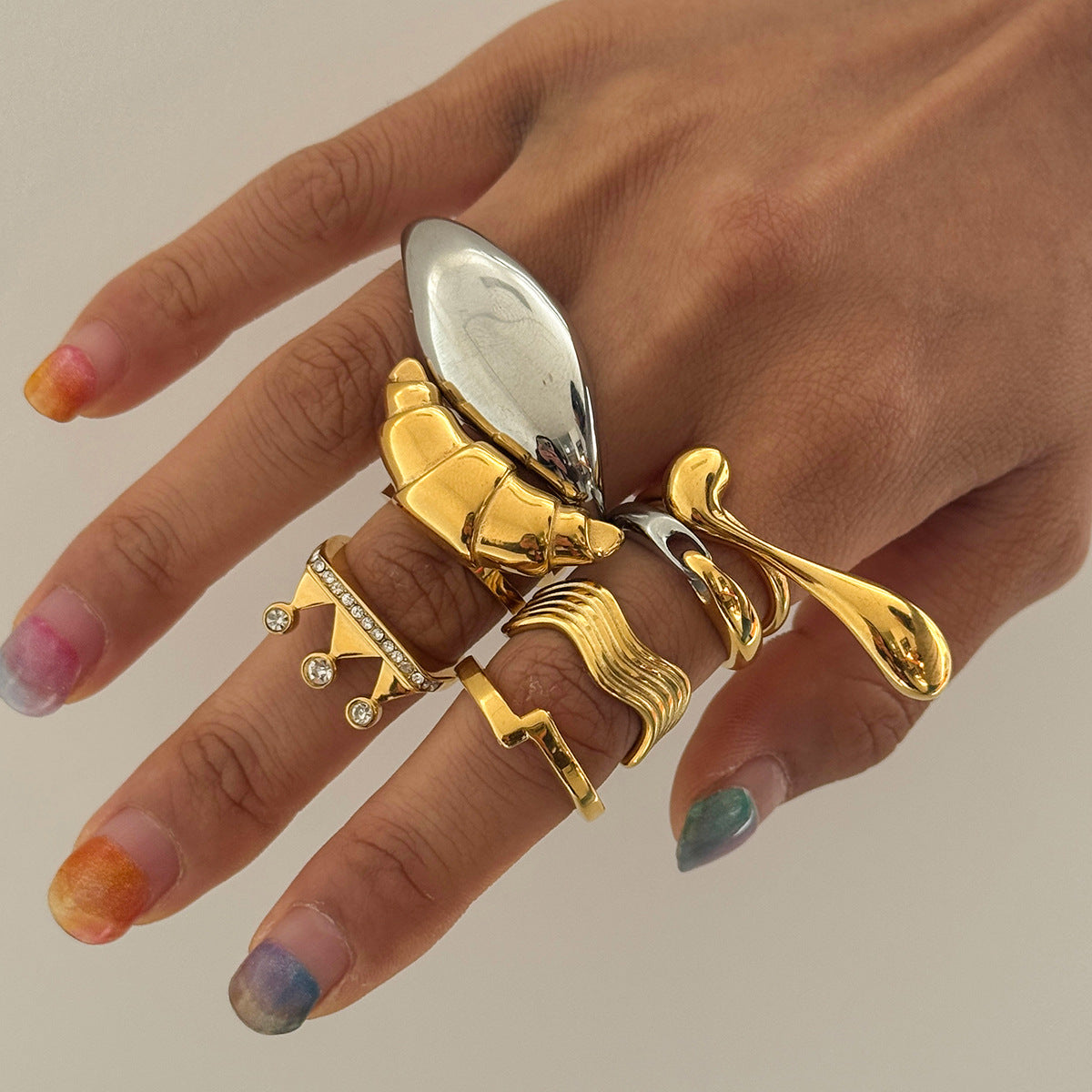 Stainless Steel 18K Gold PVD Croissant Ring