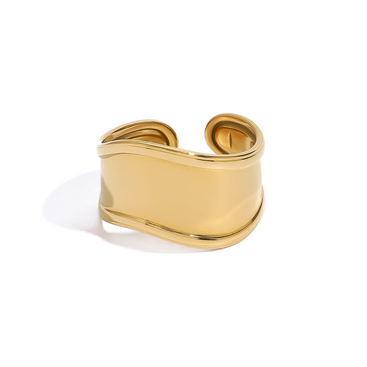 Stainless Steel Band Version Glossy Geometric Ring
