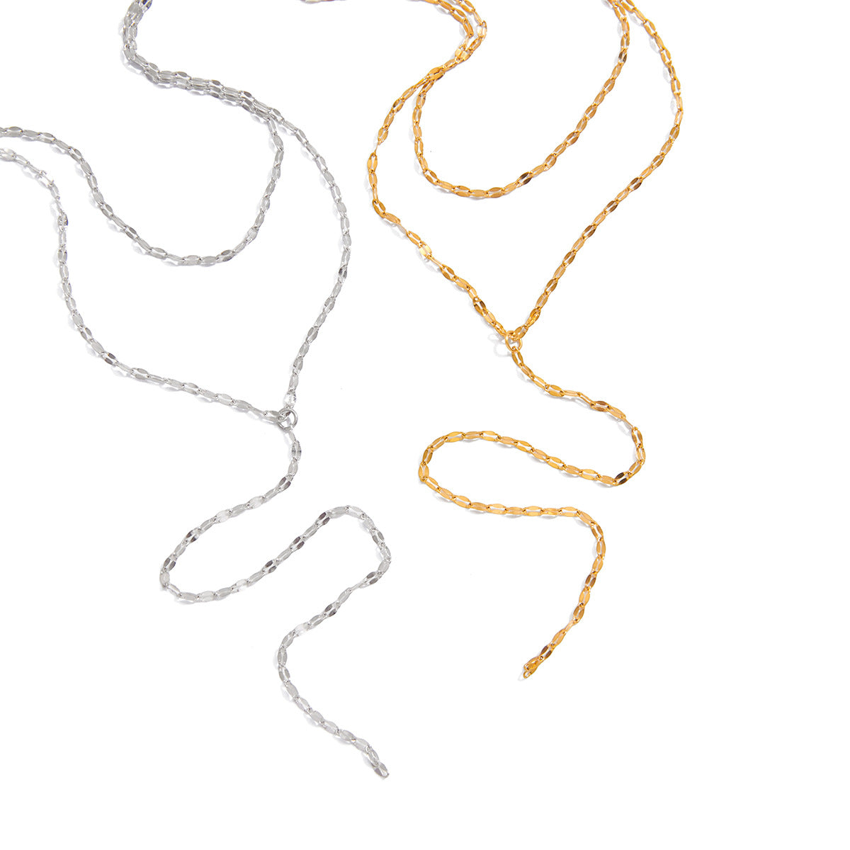 Stainless Steel Double-layer Lip Chain Lariat Necklace