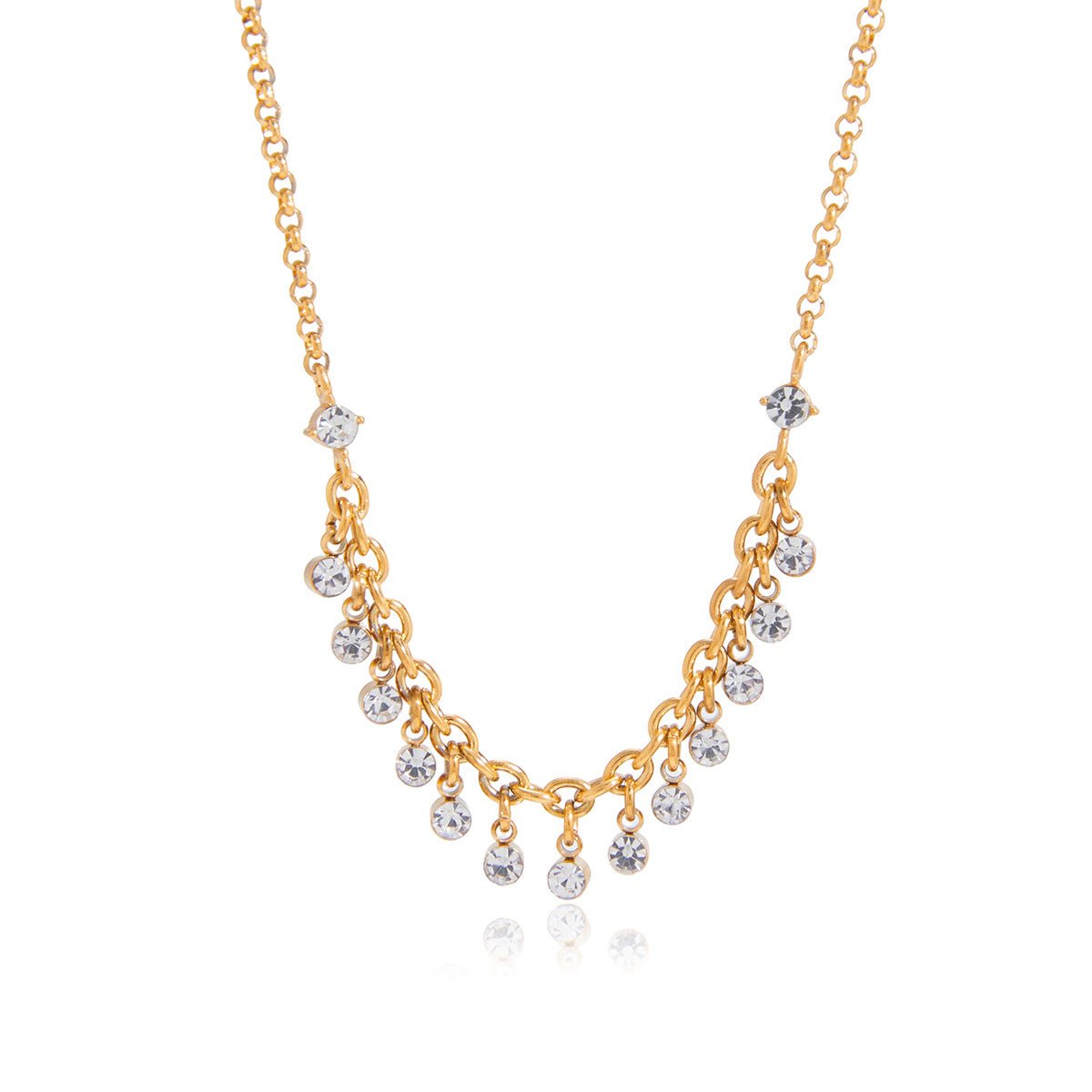 18K Gold PVD Stainless Steel Rhinestone Necklace