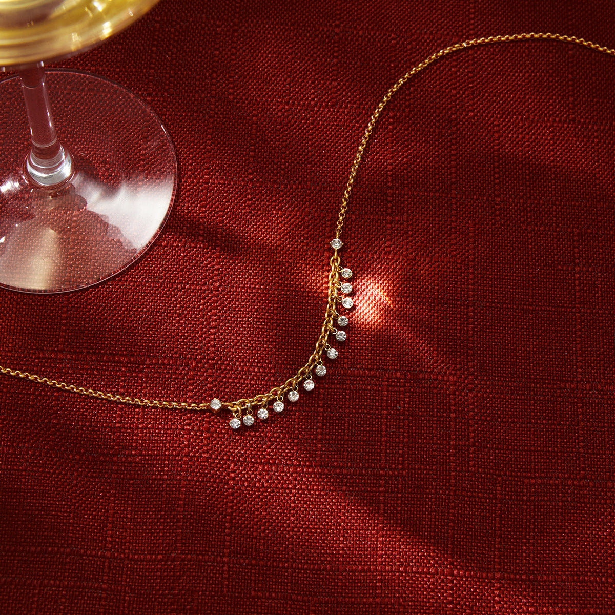 18K Gold PVD Stainless Steel Rhinestone Necklace