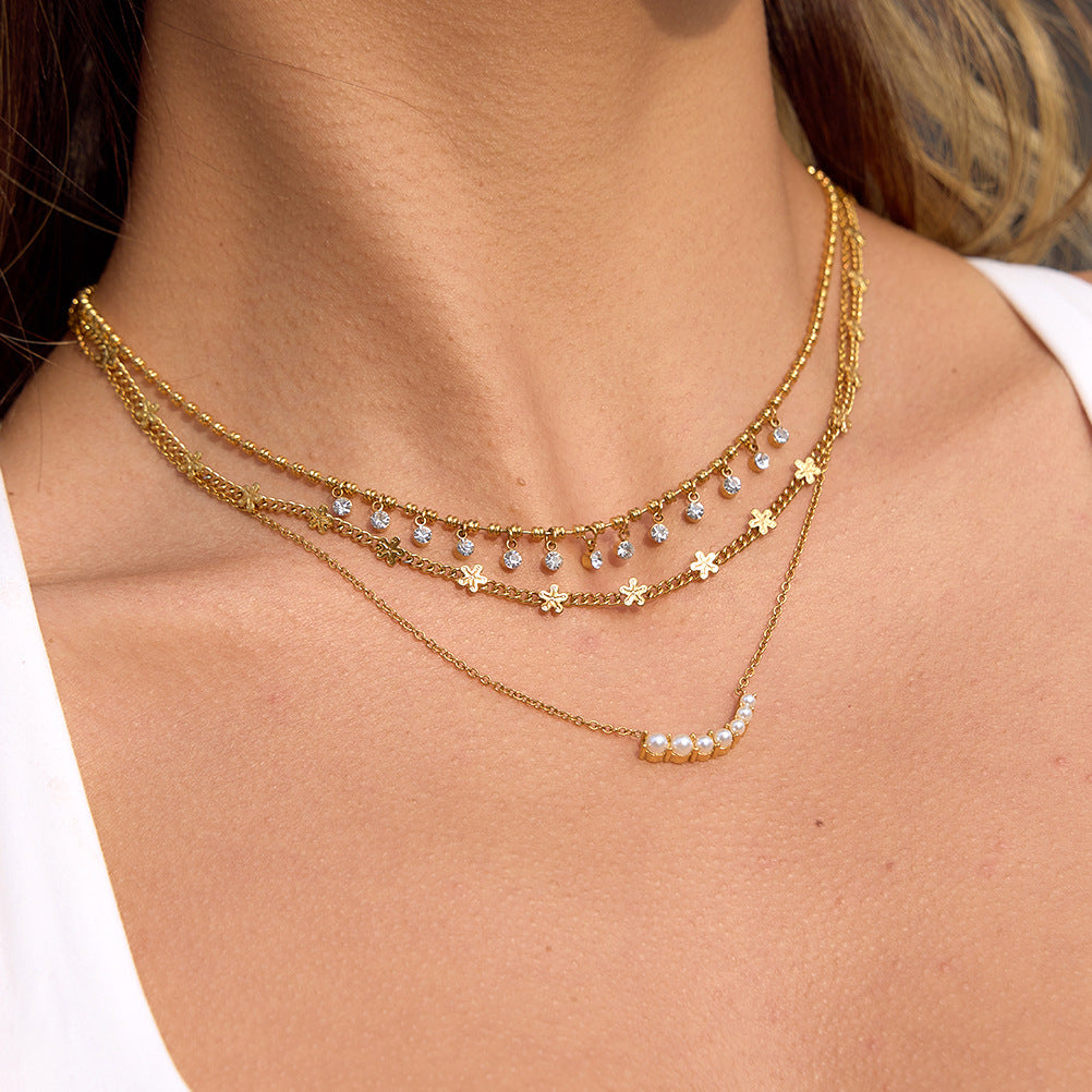 18K Gold PVD Stainless Steel Rhinestone Necklace