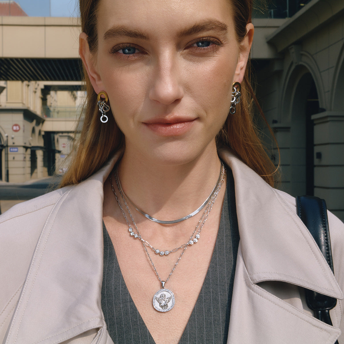 Stainless Steel Cubic Zirconia Paperclip Chain Necklace