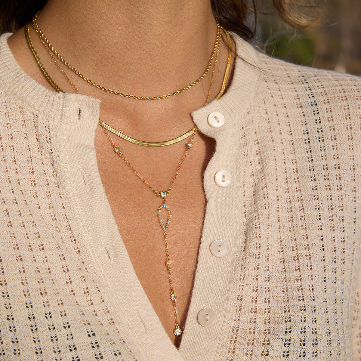 Stainless Steel Long Sweater Chain Necklace