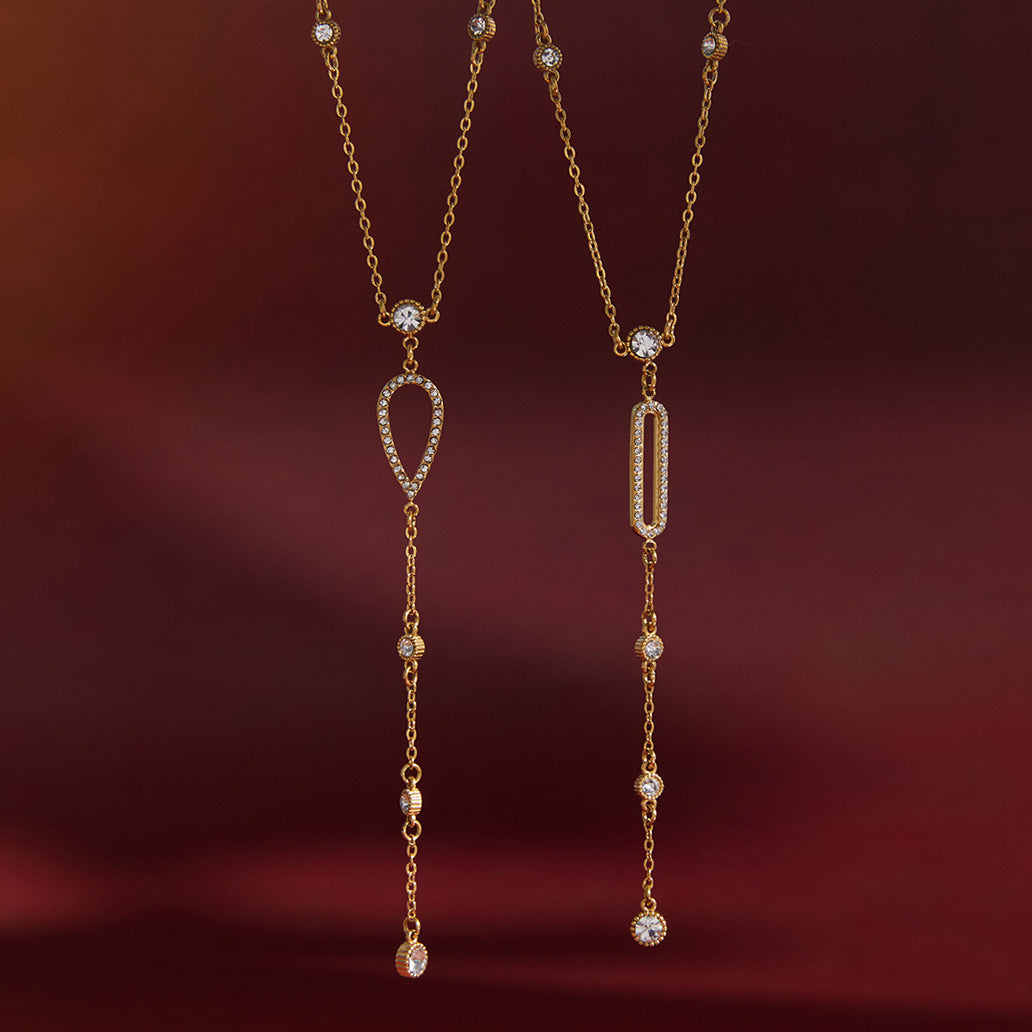 Stainless Steel Long Sweater Chain Necklace