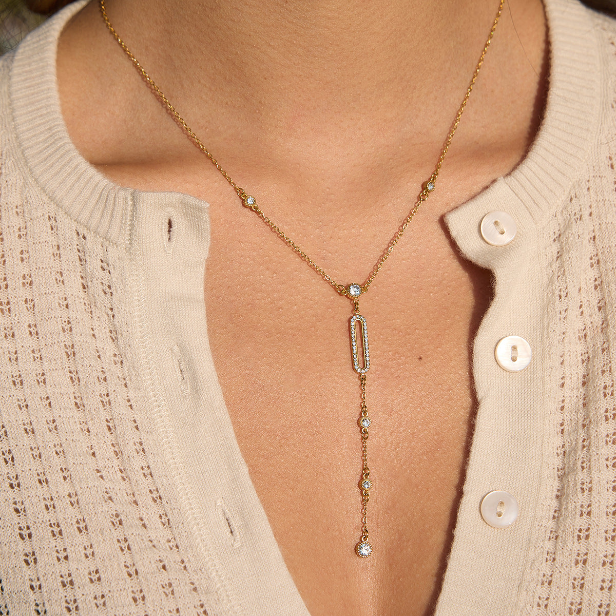 Stainless Steel Long Sweater Chain Necklace