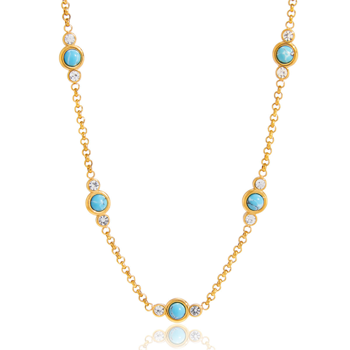 Stainless Steel Freshwater Pearl Blue Turquoise Necklace