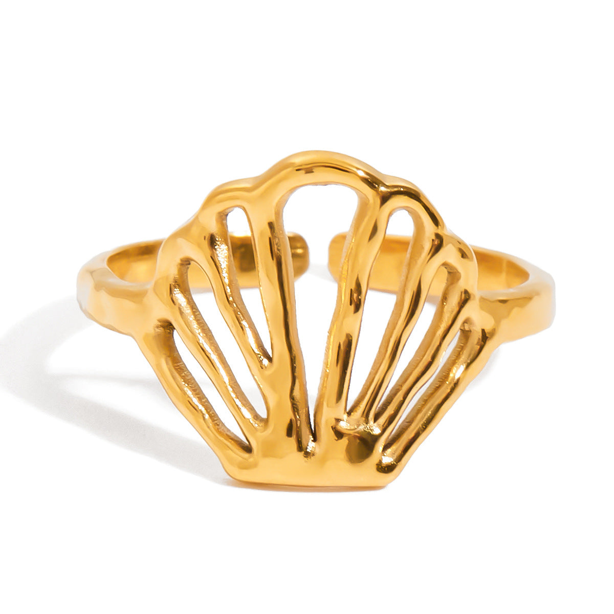 Stainless Steel 18K Gold PVD Shell Open Ring