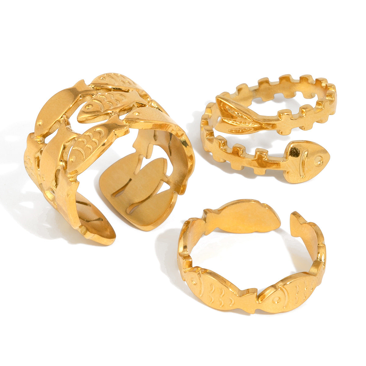 Stainless Steel Fishbone Open Ring