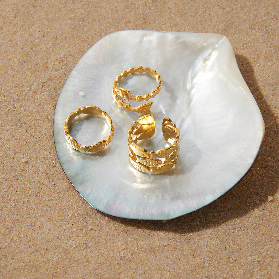 Stainless Steel Fishbone Open Ring