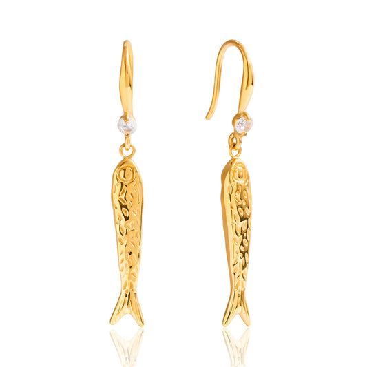 18K Gold PVD Stainless Steel Fish Pendant Earrings