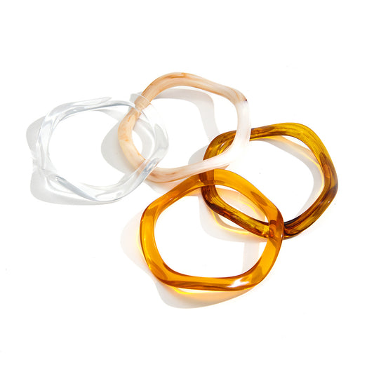 Stainless Steel Acrylic Resin Wave Bangle