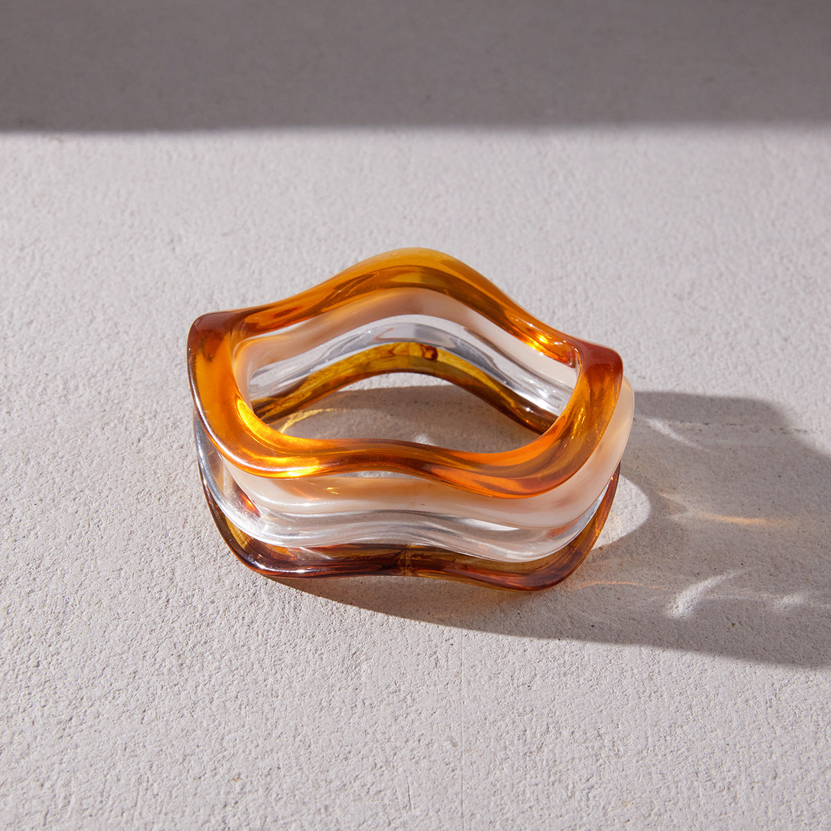 Stainless Steel Acrylic Resin Wave Bangle