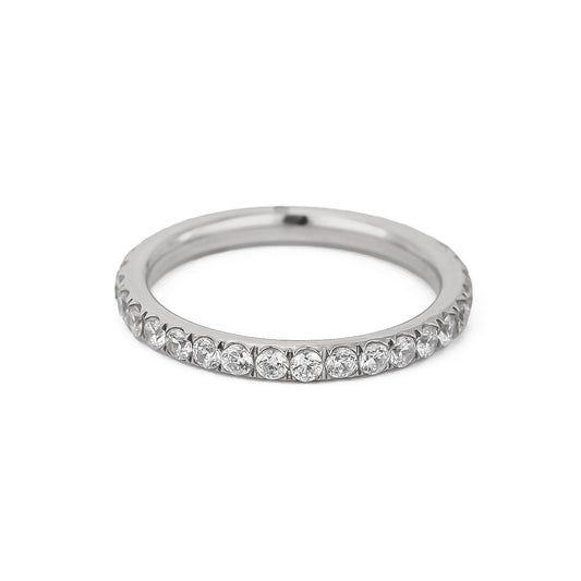 Stainless Steel Full Circle A-Grade Cubic Zirconia Ring