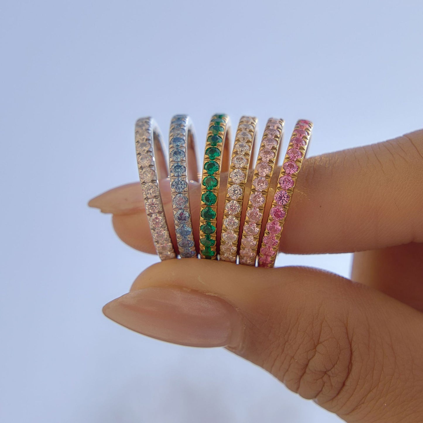 Stainless Steel Full Circle A-Grade Cubic Zirconia Ring