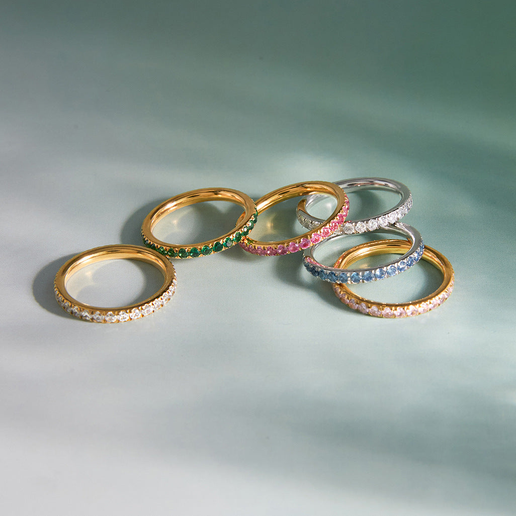Stainless Steel Full Circle A-Grade Cubic Zirconia Ring