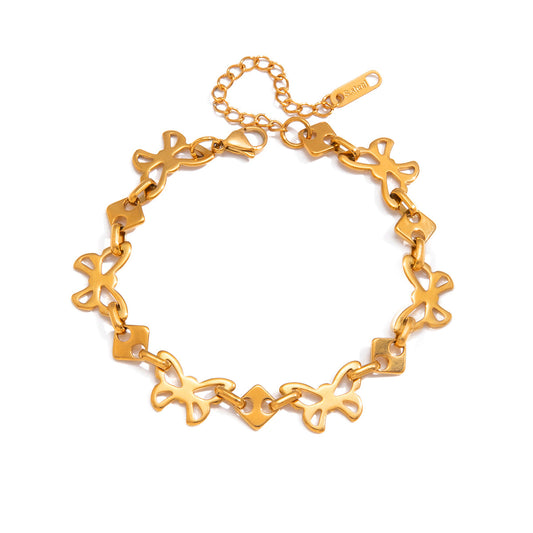 Stainless Steel Hollow-out Butterfly Square Pig Nose Bracelet