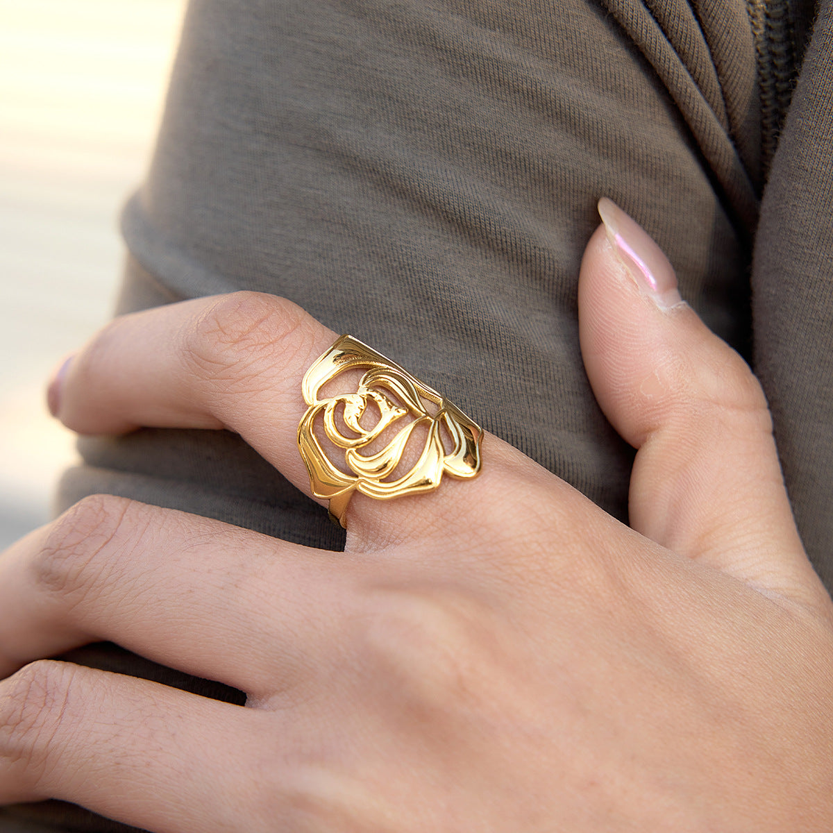 Stainless Steel Mother's Day Rose Ring